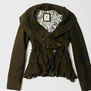 Ruffle pea coat from elevenses by Anthropologie